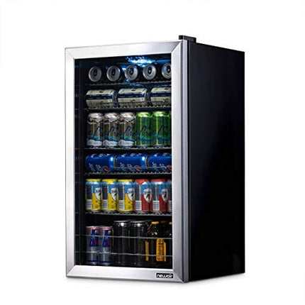 NewAir Beverage Refrigerator Cooler | 126 Cans Free Standing with Right Hinge Glass Door | Mini Fridge Beverage Organizer Perfect For Beer, Wine, Soda, And Cooler Drinks