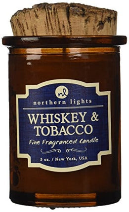 Northern Lights Candles Whiskey and Tobacco Spirit Candle, 5 oz, Amber