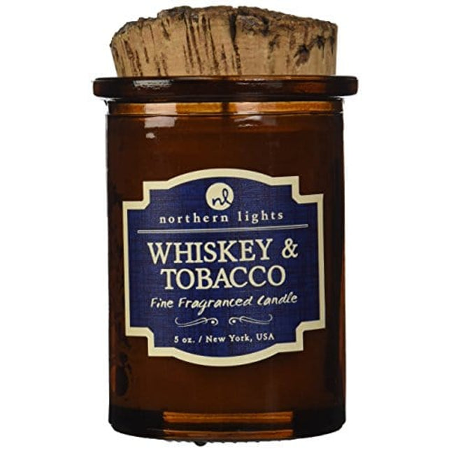 Northern Lights Candles Whiskey and Tobacco Spirit Candle, 5 oz, Amber
