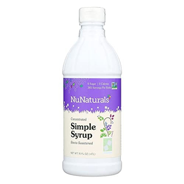 NuNaturals Stevia Syrup, Sugar-Free Sweetener, Plant-Based Sugar Substitute, Zero Calorie, Simple Syrup, 16 oz