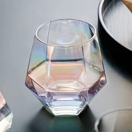 Nuxaoisgel Stemless Wine Glass Set Of 12,Iridescent Glassware For Gift,Modern Rainbow Wine Glass For Serving White Wine, Red Wine, Cocktail, Whiskey, Bourbon, Cool Water CUKBLESS(10 Oz)
