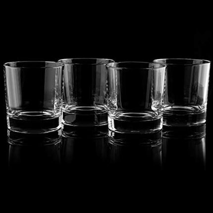 Whiskey Glasses Set of 4 Simple Design | Bar Glasses | Old Fashioned Tumblers | Lowball Glasses | Rocks Glasses | 12 OZ Drinking Glass
