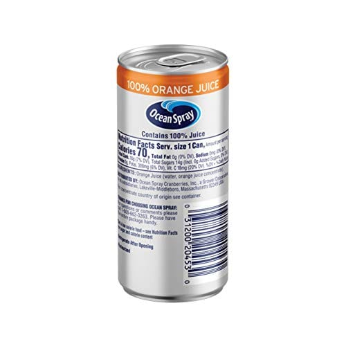 Ocean Spray 100% Orange Juice Mini Cans, Ounce (Pack of 48