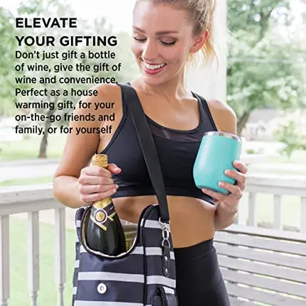 Savvy Outdoors Wine Tote Bag with Stemless Wine Glasses - Bottle Wine Bag with 2 Premium Insulated Wine Cups & Exterior Storage Pouch - Foldable Wine Carrier and Portable Wine Cooler Bags