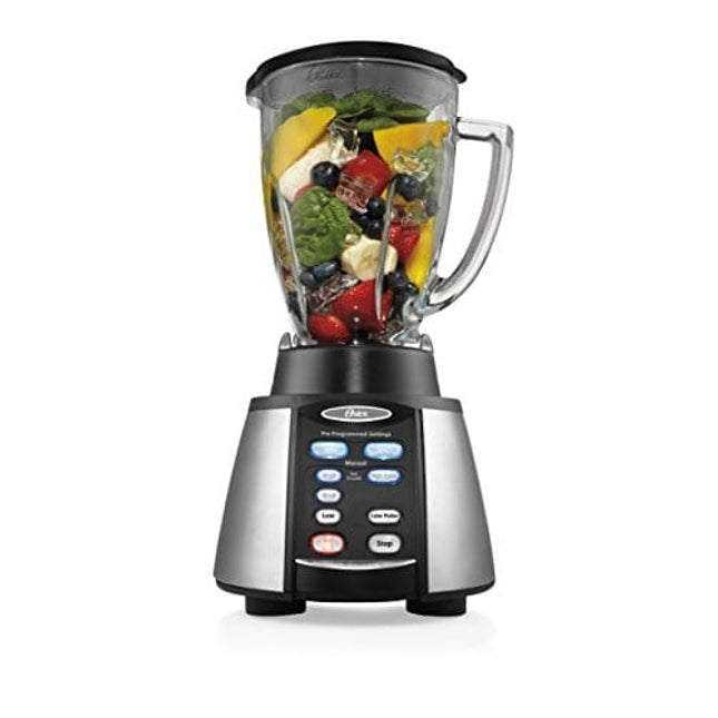 Oster Reverse Crush Counterforms Blender, with 6-Cup Glass Jar, 7-Speed Settings and Brushed Stainless Steel/Black Finish - BVCB07-Z00-NP0