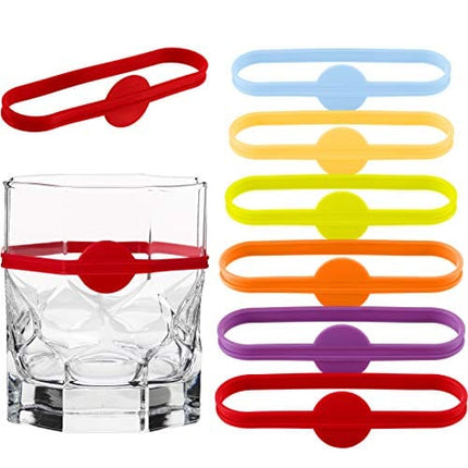 Outus 24 Pieces Drink Markers, Glass Cup Wine Glass Bottle Strip Tag Marker, Silicone Drink Markers Wine Glass Charms Markers Tags for Cups Dentification, Cocktail Glass Party Solution for Guest