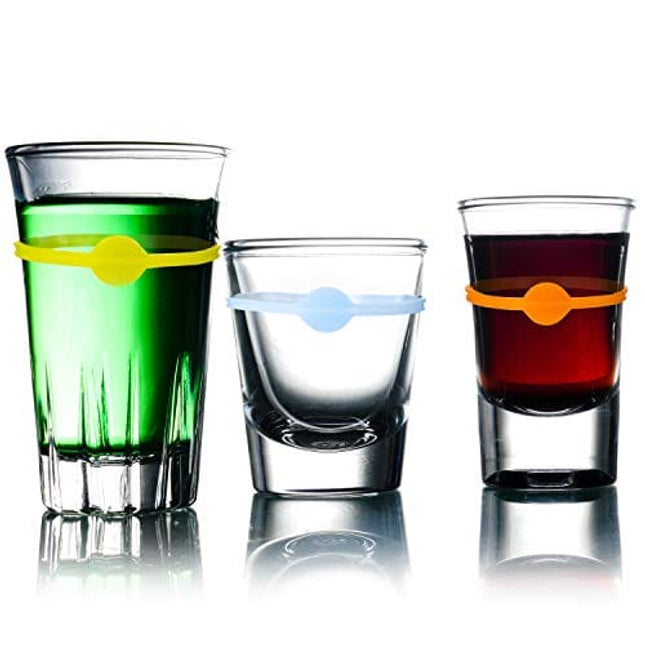 Outus 24 Pieces Drink Markers, Glass Cup Wine Glass Bottle Strip Tag Marker, Silicone Drink Markers Wine Glass Charms Markers Tags for Cups Dentification, Cocktail Glass Party Solution for Guest