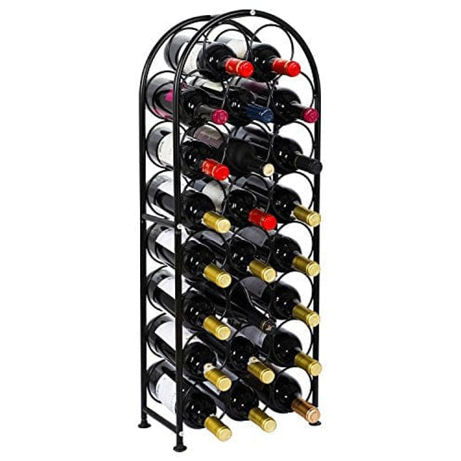 PAG 23 Bottles Arched Freestanding Floor Metal Wine Rack Wine Bottle Holders Stands, Black