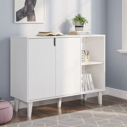 Panana Kitchen Buffet Cabinet Storage Sideboard with 2 Doors 2 Shelves, White, 41.8" L x 15" W x 32.5" H