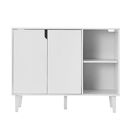 Panana Kitchen Buffet Cabinet Storage Sideboard with 2 Doors 2 Shelves, White, 41.8" L x 15" W x 32.5" H