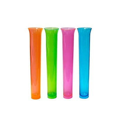 Party Essentials Hard Plastic 1.5 Ounce Tube Shots, Pack of 15, Assorted Neon