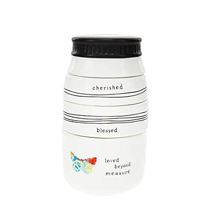 Cherished Blessed Loved Beyond Measure - 4 Piece Stoneware Stackable Measuring Cup Set (87525)