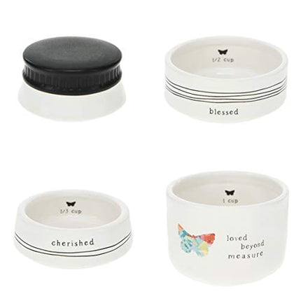 Cherished Blessed Loved Beyond Measure - 4 Piece Stoneware Stackable Measuring Cup Set (87525)