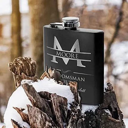 P Lab Only 1 - Groomsmen Gifts For Wedding, Wedding Favor Customized Flask w Optional Gift Box - Engraved 6oz Stainless Steel Hip Flask Custom Personalized Flask Gift, Black #2