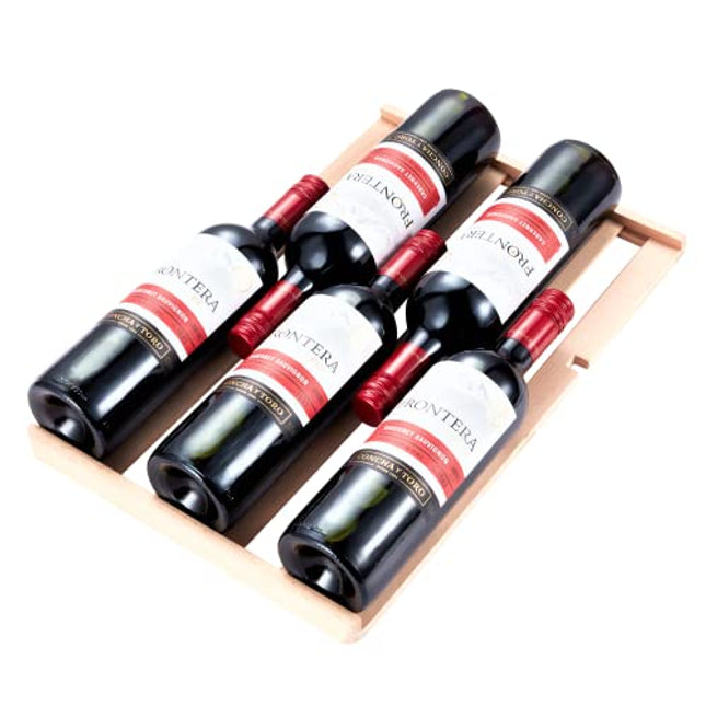 Phiestina Under Counter Wine Fridge 15 Inch Dual Zone Wine Cellar Built-in or Freestanding Wine Cooler Refrigerator with Frost Free Compressor Cooling System