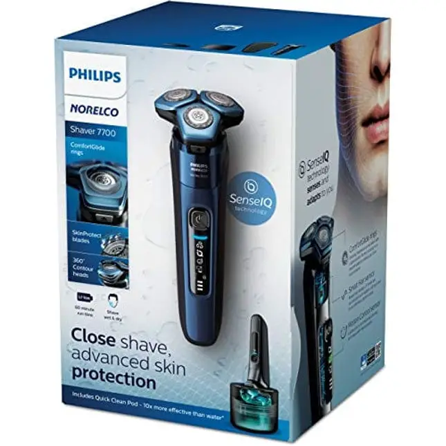 Philips Norelco Shaver 7700, Rechargeable Wet & Dry Electric Shaver with SenseIQ Technology, Quick Clean Pod, Charging Stand and Pop-up Trimmer, S7782/85