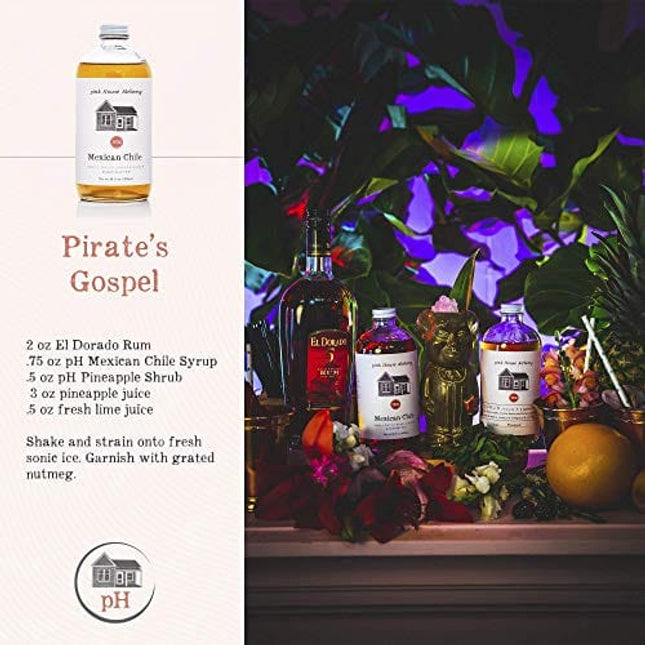 PINK HOUSE ALCHEMY Mexican Chile Simple Syrup 16 OZ Bottle - Coffee, Cocktail, Mocktail and Non Alcoholic Drinks, All-Natural, Non-GMO (MC 1)