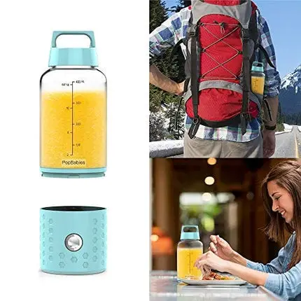 Portable Blender, PopBabies Personal Blender, Smoothie Blender for Shakes with USB rechargeable Blender Bottle Corolina Blue