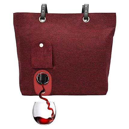 PortoVino Burgundy Wine Tote Bag - Holds 2 Bottles - Perfect for Travel, Concerts, Parties & Bachelorettes!