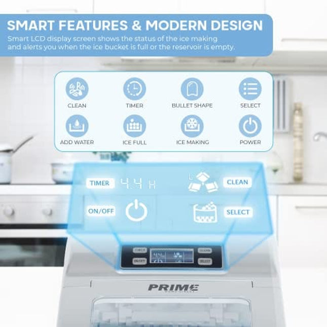 Prime Home Direct Stainless Steel Countertop Ice Maker Machine | Nugget Ice Maker | Portable Ice Maker | Self-Cleaning Ice Machine | Ice Cube Maker | Ice Makers Countertop for Home Kitchen Bar Party