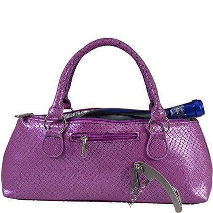 Wine Clutch Bag (Thermal Insulated) Trendy Women’s Carry Tote | Holds Red & White 750mL Bottles | Trendy Fashion | Incl. Portable Waiter-Style Corkscrew (Lavender Burmese)