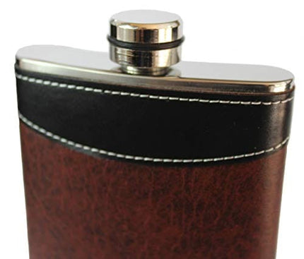 Flasks for liquor for Men, 8oz Heavy Duty Hip Flask with Funnel, Black and Brown, Gift boxed