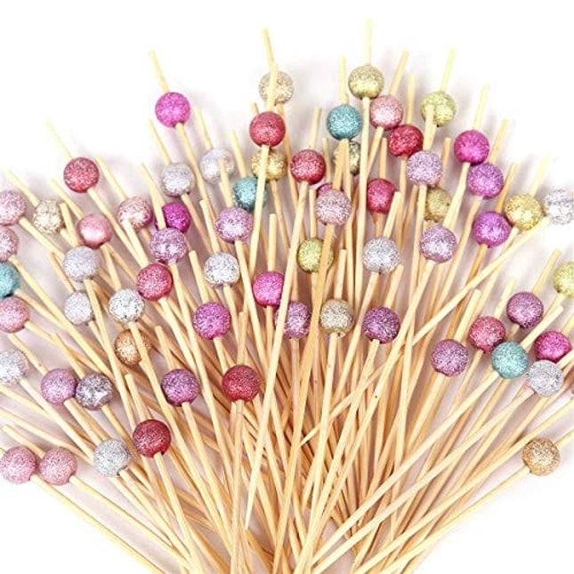 Cocktail Picks 100 Counts Handmade Sticks Wooden Toothpicks Cocktail Sticks Party Supplies - Matt Assort Color