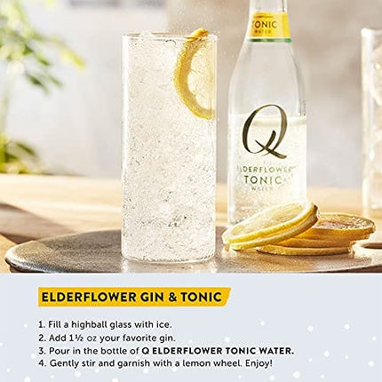 Q Mixers Elderflower Tonic Water, Premium Cocktail Mixer Made with Real Ingredients, 6.7 Fl oz, 24 Bottles