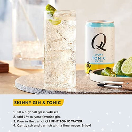 Q Mixers Light Tonic Water, Premium Cocktail Mixer, 7.5 oz (12 Cans)