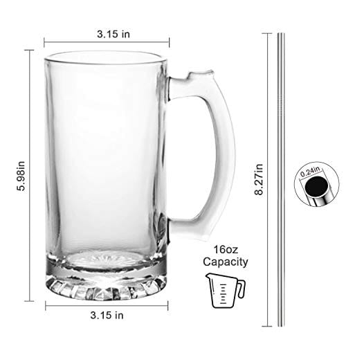 QAPPDA Glass Mugs, Clear Coffee Mugs With Handle 15 oz,Tea Mugs