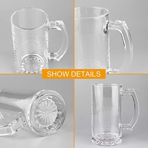 Glass Mugs With Handle 26oz, Large Beer Glasses For Freezer, Beer Cups  Drinking Glasses, Set of 4