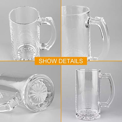 QAPPDA Beer Mugs Set,Glass Mugs With Handle 16oz,Large Beer Glasses For Freezer,Beer Cups Drinking Glasses 500ml,Pub Drinking Mugs Stein Water Cups For Bar,Alcohol,Beverages Set of 8 KTZB02…