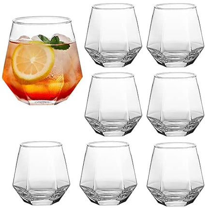 Wine Glass,Old Fashioned Cocktail Glass 10oz,Drinking Glass Cups For Beverages,Beer Glass Whisky Glass Vodka Cups Juice Cups Water Cups Liqueur Spirits Glasses Tequila Cups 8 pack