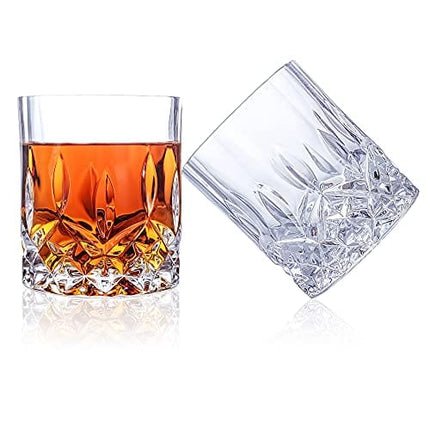 QUMMFA Whiskey Glasses, Set of 8 Cocktail Glasses, 10 OZ Old Fashioned Glasses for Drinking Scotch Bourbon Cognac Vodka Gin Tequila Rum Liquor Rye, Rocks Glasses, Crystal Scotch Glasses