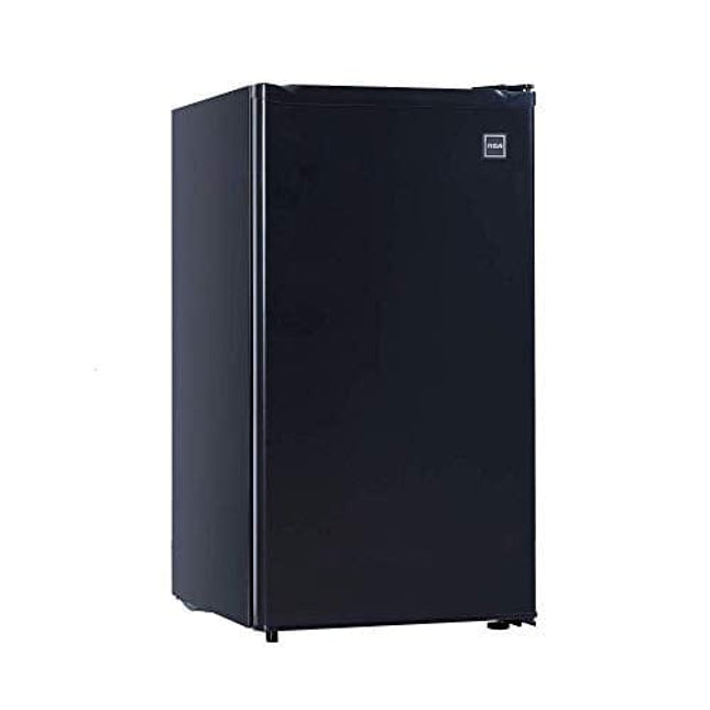 RCA RFR321-B-Black-COM RFR321 Single Mini Refrigerator-Freezer Compartment-Adjustable Thermostat Control-Reversible Doors-Ideal for for Dorm, Office, RV, Garage, Apartment-Black Cubic Feet, 3.2 CU.FT