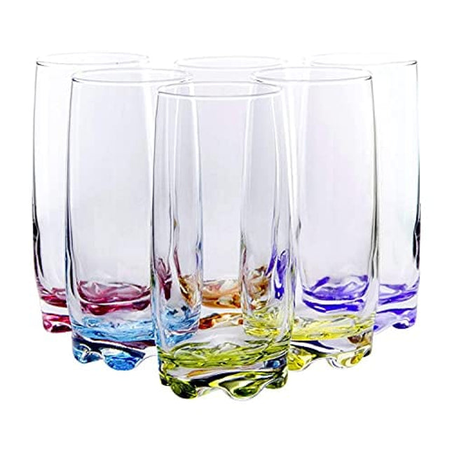 Vibrant Splash Water, Beverage Highball Glasses, 13.25 Ounce - Set of 6
