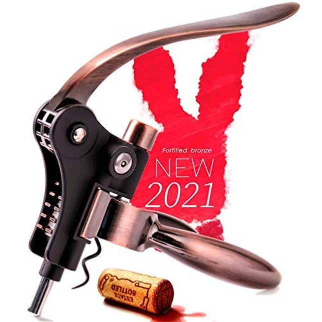 Wine Corkscrew Opener Rabitt - Style Set Bottle Opener Wine Opener Wine Accessories RedNoel Opener Wine Corkscrew Opener Lever Cork Wine Kit: With Foil Cutter,Wine Stopper And Extra Spiral (Bronze)