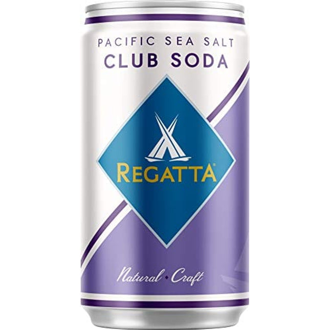 Pacific Sea Salt Club Soda, Regatta Craft Mixers, Zero Calorie, Premium Cocktail Mixer, 7.5oz, Case of 24 Sleek Cans