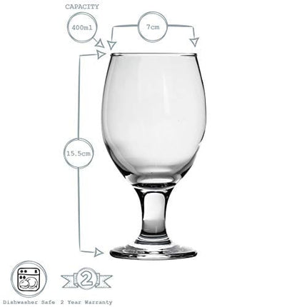 6x 400ml (13.5oz) Classic Tulip Beer Glasses Set - Classic Style Glass for Real Ale and IPA - Stemmed Snifter Drinking Lager Glass - By Rink Drink