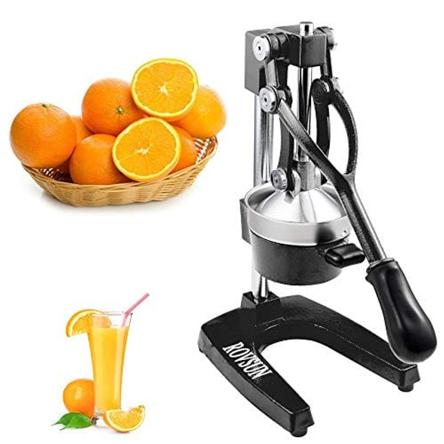 ROVSUN Professional Citrus Juicer Lemon Squeezer, Commercial Grade Manual Fruit Press Juicer for Lemon Pomegranate Orange Juice, Heavy Duty Hand Press Orange Juicer Press and Lime Squeezer Stand (Black)