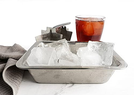 RSVP International Endurance Cocktail Collection, Retro Ice Cube Tray, Stainless Steel, Dishwasher Safe, 7.25x5x2.5"