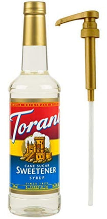 Torani Cane Sugar Sweetener Syrup, 25.4 oz Plus One Syrup Pump