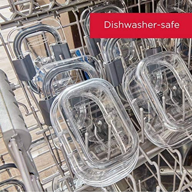 Rubbermaid 14-Piece Brilliance Food Storage Containers with Lids for Lunch, Meal Prep, and Leftovers, Dishwasher Safe, Clear/Grey