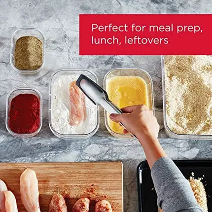 Rubbermaid 14-Piece Brilliance Food Storage Containers with Lids for Lunch, Meal Prep, and Leftovers, Dishwasher Safe, Clear/Grey