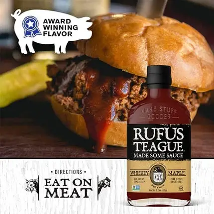 Rufus Teague - Whiskey Maple BBQ Sauce - Premium Barbecue Sauce - 15.25 oz. Bottles - 2 Pack