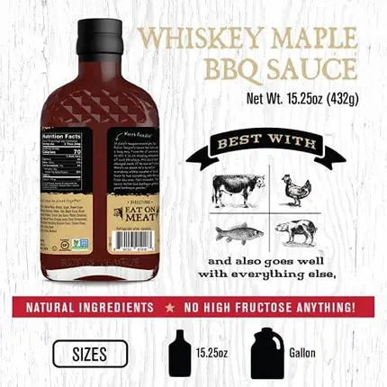 Rufus Teague - Whiskey Maple BBQ Sauce - Premium Barbecue Sauce - 15.25 oz. Bottles - 2 Pack