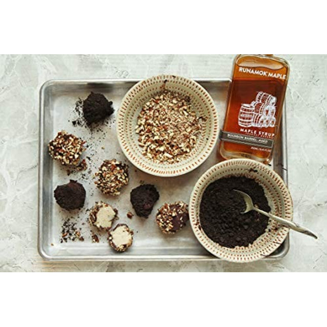 Runamok Maple Bourbon Barrel Aged Maple Syrup - Authentic & Real Vermont Maple Syrup | Natural Sweetener | Great for Cocktails, Cheese Pairing & Pancakes Maple Syrup | 8.45 Fl Oz (250mL)