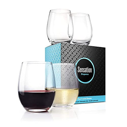 Season STORY Crystal Stemless Wine Glasses Set of 4-15 oz, Red Wine Glasses, Copas De Vino De Cristal Elegantes, Chardonnay Wine Glasses, pinot noir wine glass set, gift set for wedding, birthday