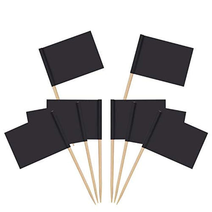 Senkary 100 Pack Blank Toothpick Flags Paper Flag Picks Cheese Markers for Cupcake, Food, Fruit, Party Decorations (Black)