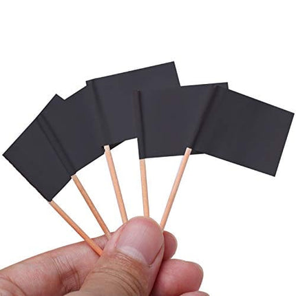 Senkary 100 Pack Blank Toothpick Flags Paper Flag Picks Cheese Markers for Cupcake, Food, Fruit, Party Decorations (Black)